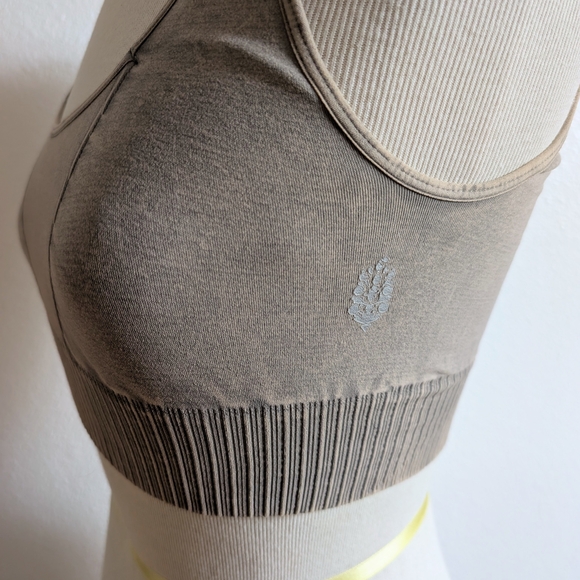 Women's Grey Taupe Ribbed Free People Movement Sports Bra - Picture 4 of 7